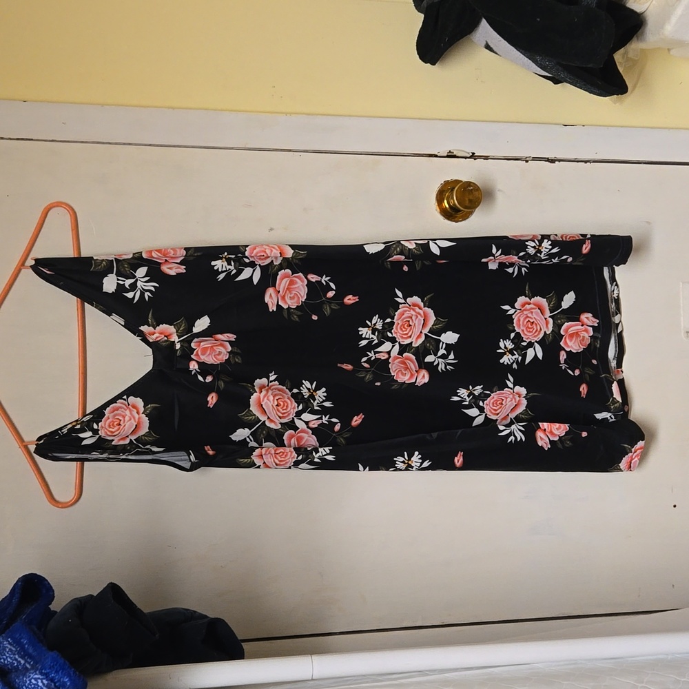 Flower dress size medium black with pink flowers